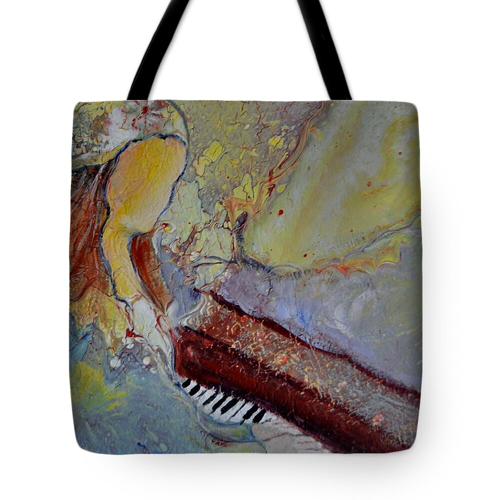Piano Tote Bag featuring the painting Playing By Heart by Deborah Nell