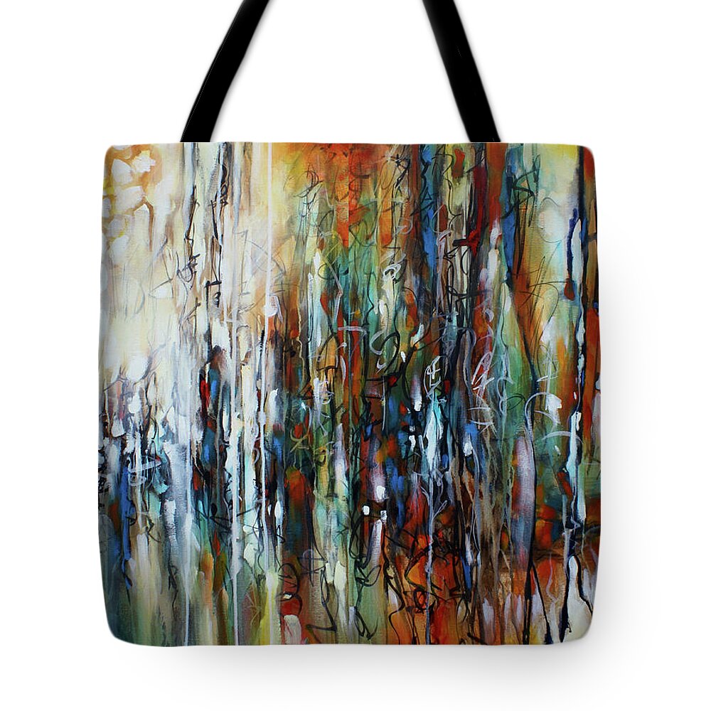 Abstract Tote Bag featuring the painting Pleasant Distractions by Michael Lang