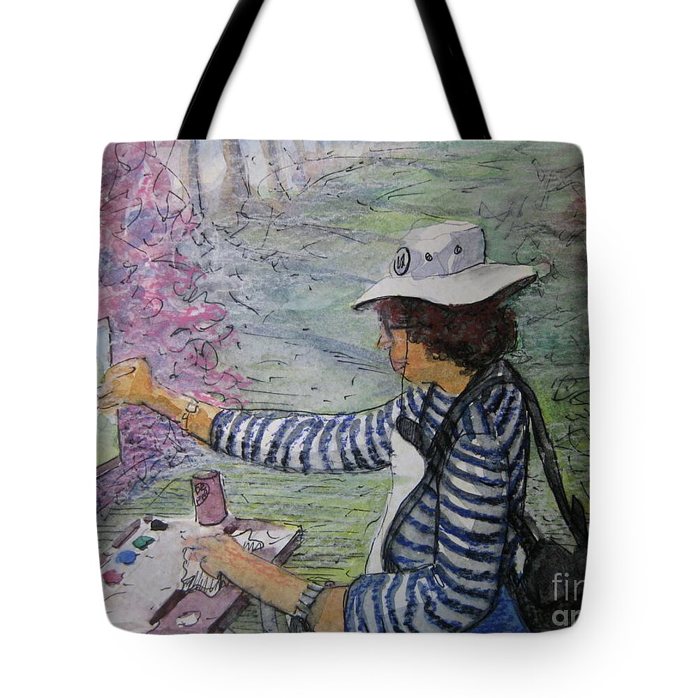 Artist Tote Bag featuring the painting Plein-Air Painter by Gretchen Allen