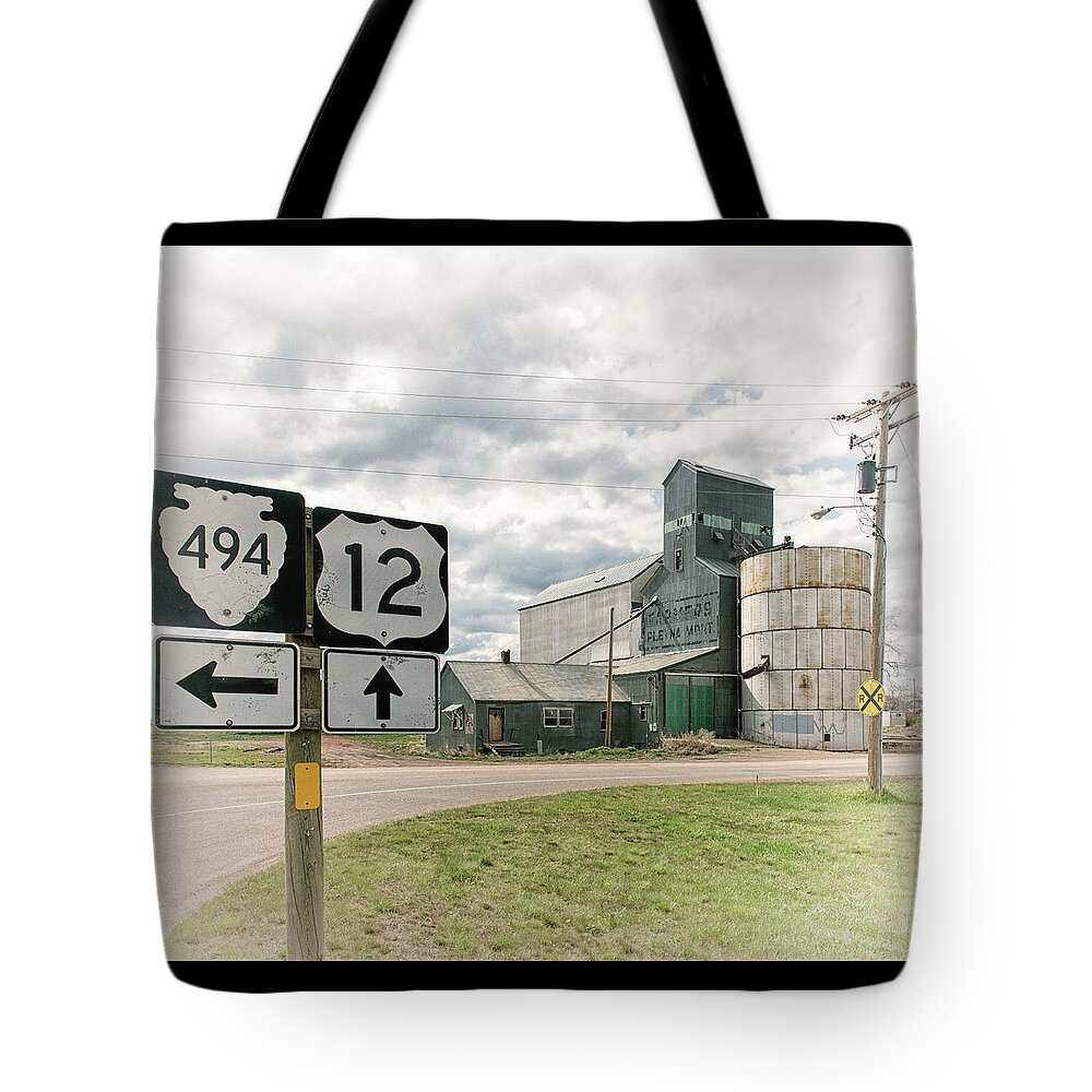 2017 Tote Bag featuring the photograph Plevna Grain Elevator Hwy 12 by Bert Peake