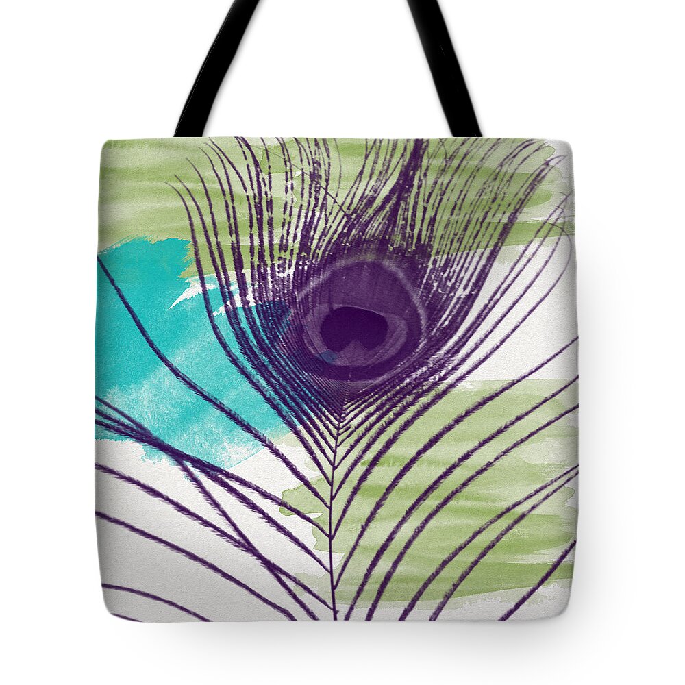 Peacock Tote Bag featuring the painting Plumage 2-Art by Linda Woods by Linda Woods