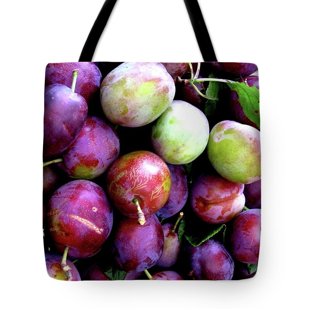 Plums Ripe Prunus Tote Bag featuring the photograph Plums by Ian Sanders