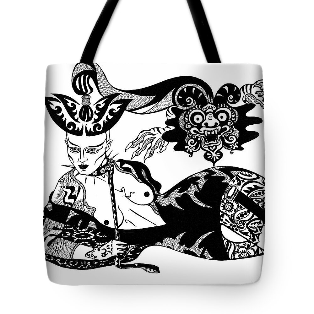 Woman Tote Bag featuring the drawing Pluto by Yelena Tylkina
