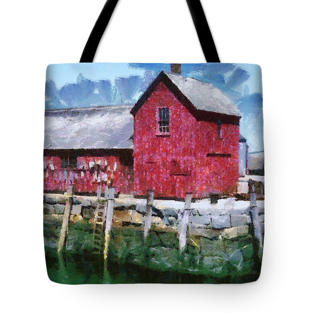 Painting Ocean Sea Fishing Shack Nature Motif Number One Tote Bag featuring the painting Pnrf0513 by Henry Butz