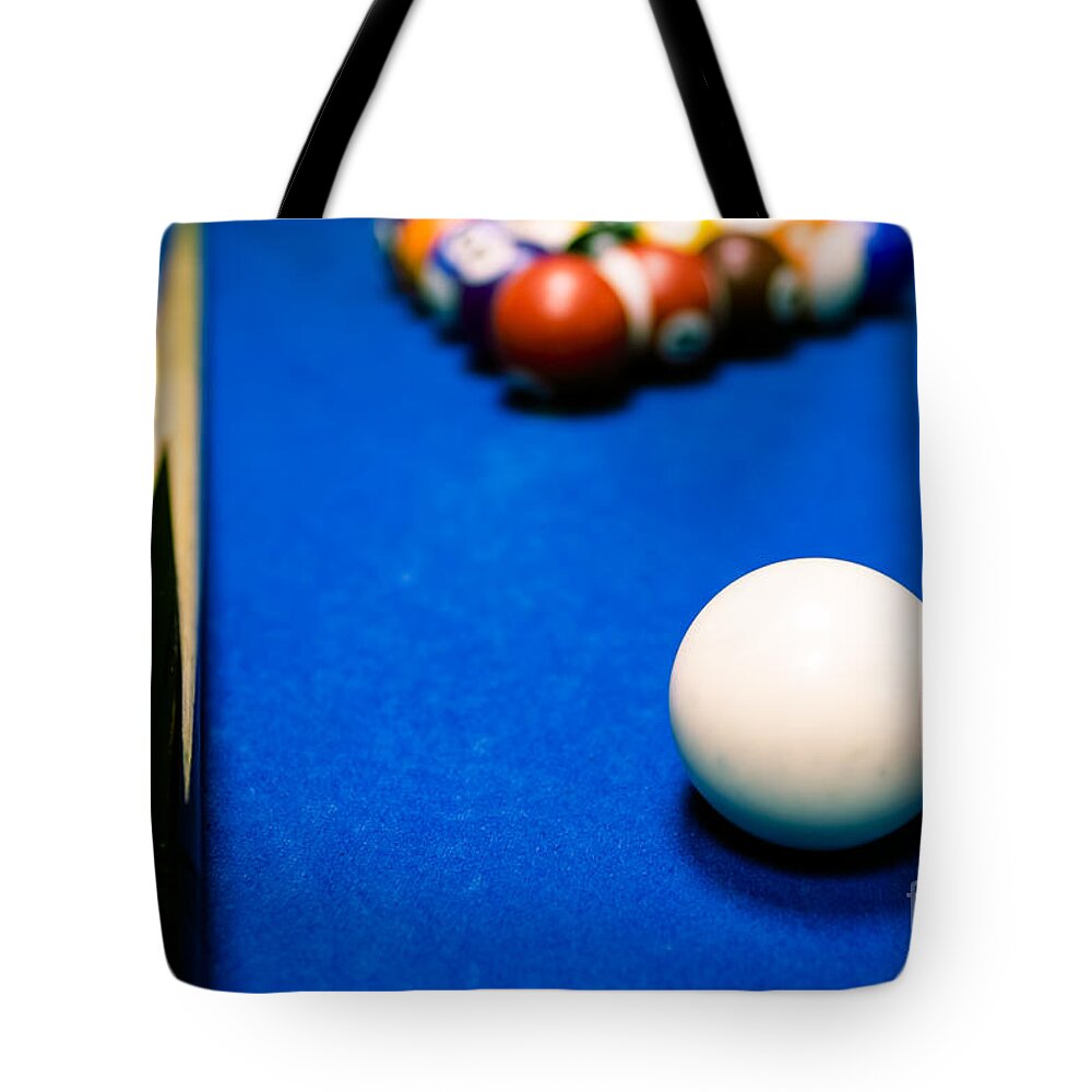 Pool Tote Bag featuring the photograph 8 Ball Pool Table by Andy Myatt