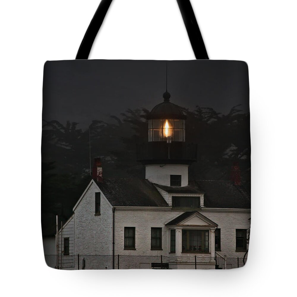 Point Pinos Lighthouse Tote Bag featuring the photograph Point Pinos Lighthouse CA by Alexandra Till