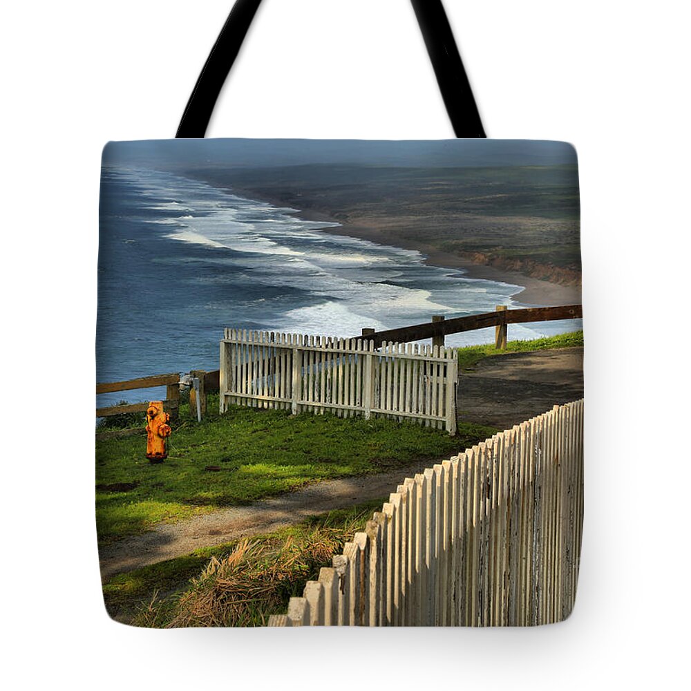 Point Reyes Tote Bag featuring the photograph Point Reyes Wooden Fences by Adam Jewell