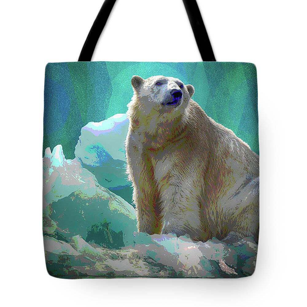 Polar Bear Tote Bag featuring the digital art Polar Bear by Mimulux Patricia No