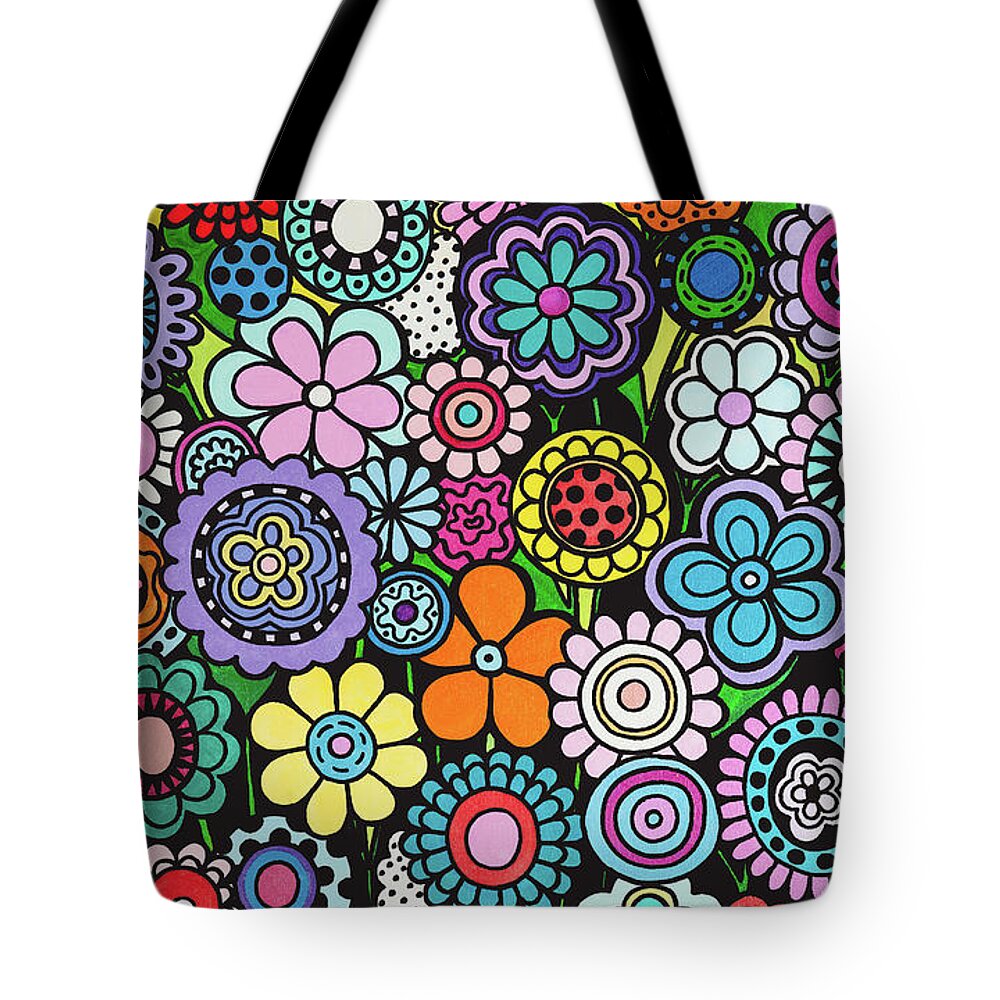 Flowers Tote Bag featuring the painting Polka Dot Garden by Beth Ann Scott