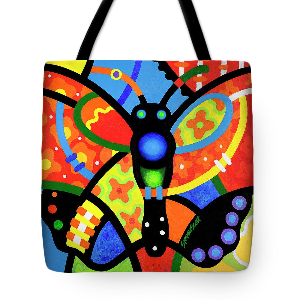 Butterfly Tote Bag featuring the painting Kaleidoscope Butterfly #1 by Steven Scott