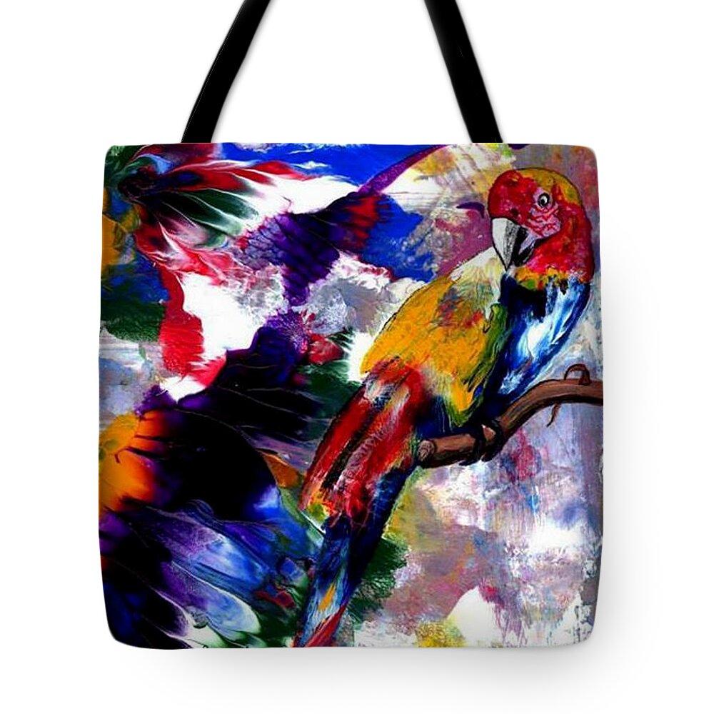 Birds Tote Bag featuring the painting Polly by Pj LockhArt