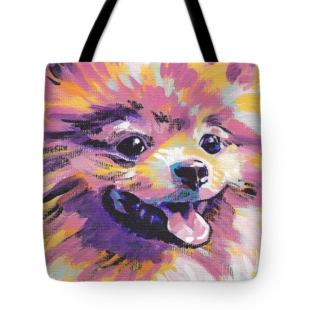 Pomeranian Tote Bag featuring the painting Pom Pom by Lea S
