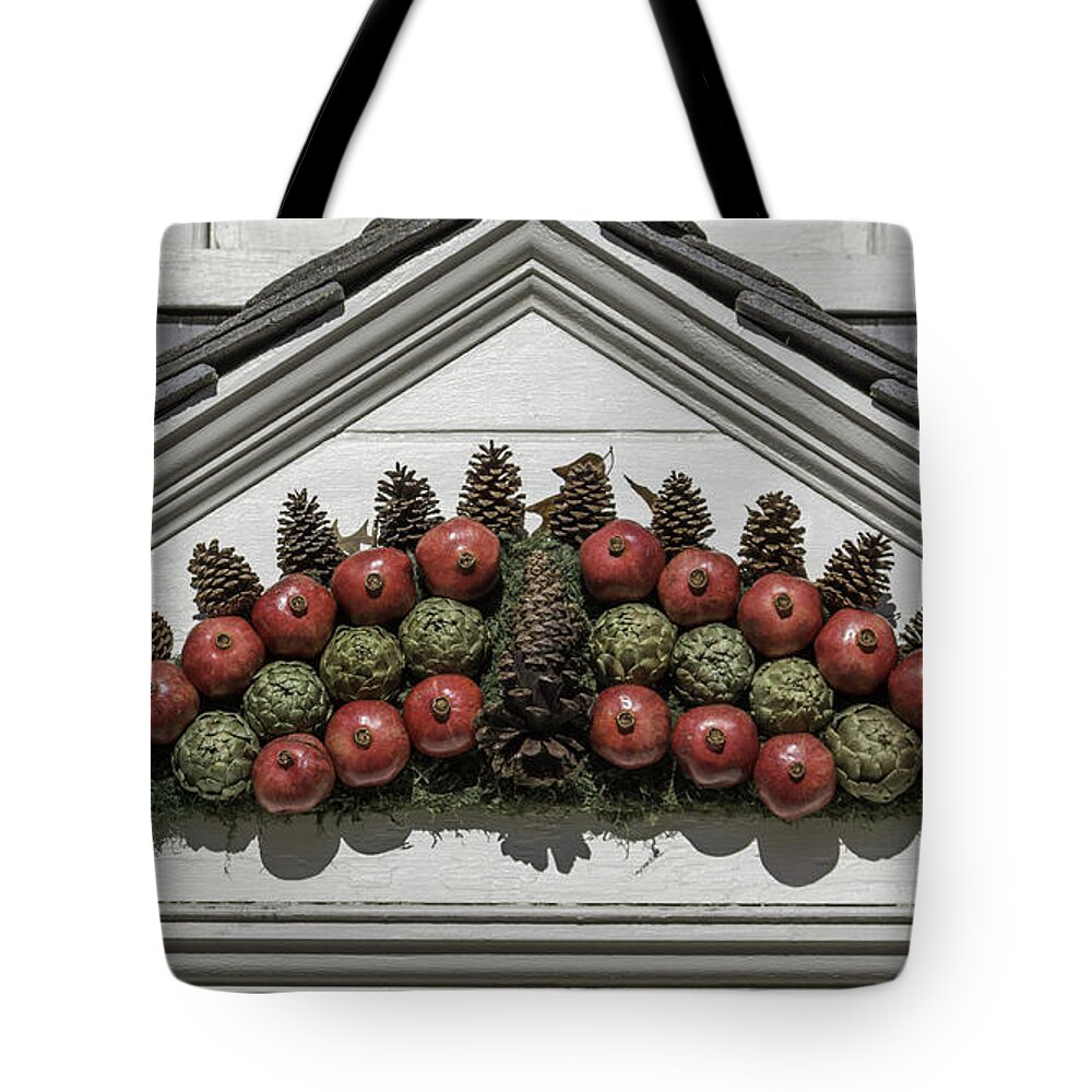 Colonial Tote Bag featuring the photograph Pomegranate Swag by Teresa Mucha
