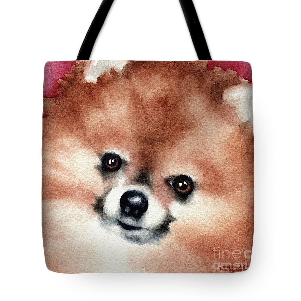 Pomeranian Tote Bag featuring the painting Pomeranian by David Rogers