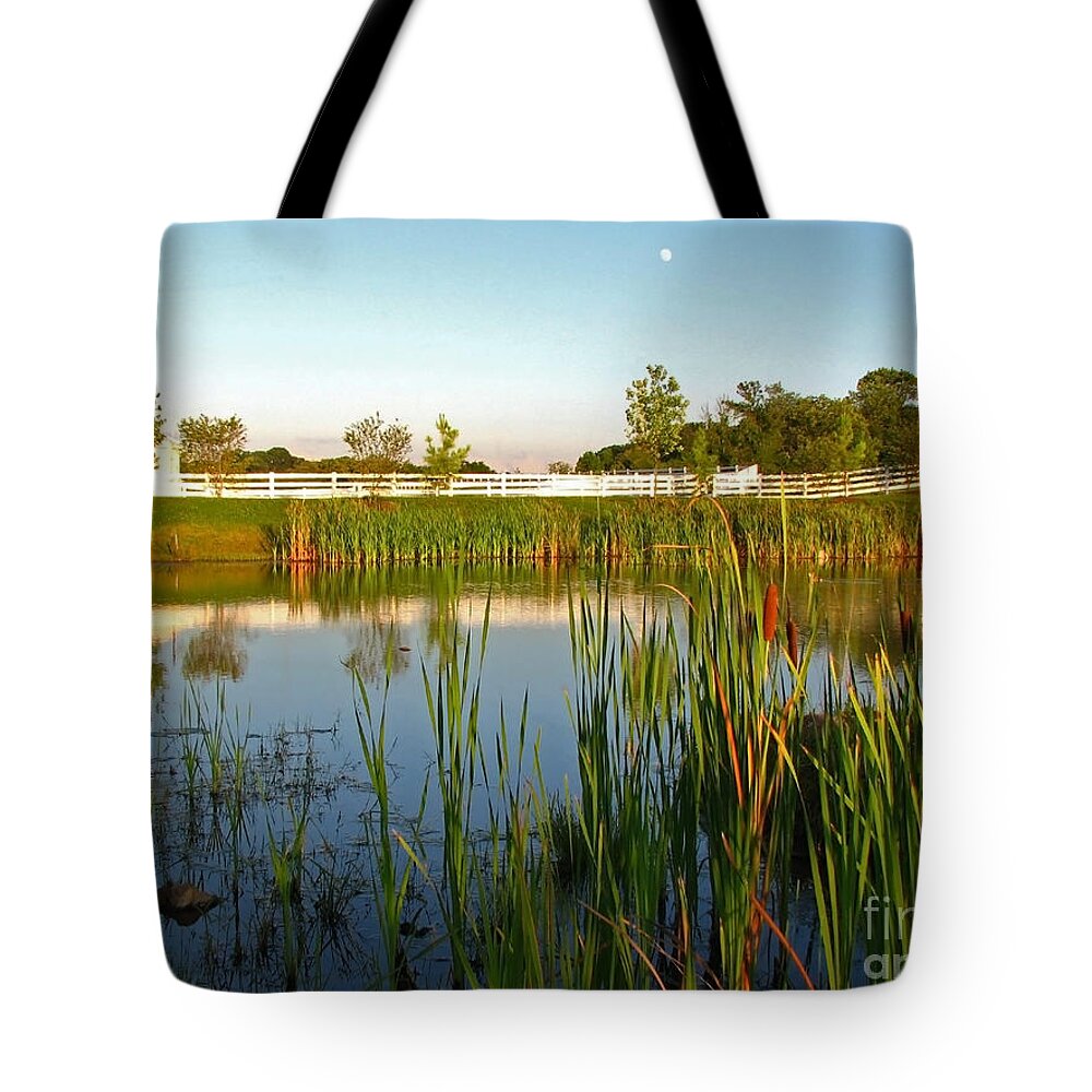 Landscape Tote Bag featuring the photograph Pond at Sunset by Todd Blanchard