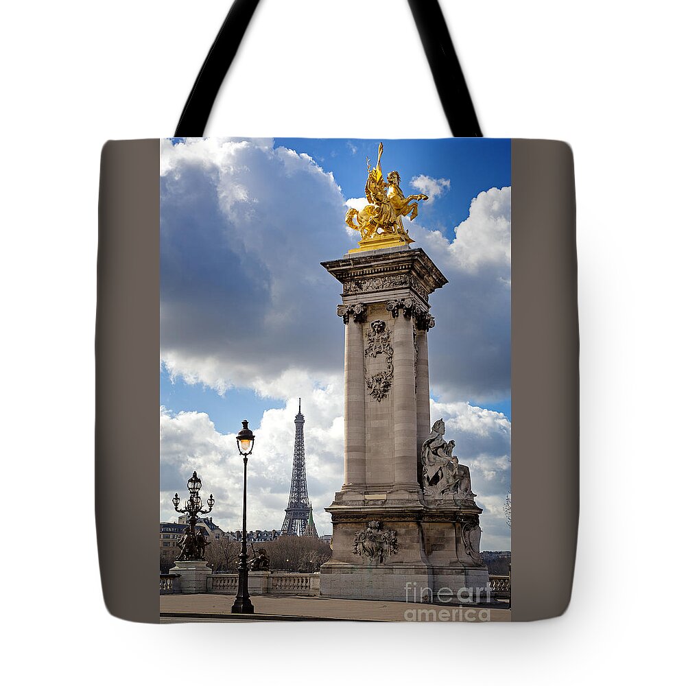 Bridge Tote Bag featuring the photograph Pont Alexandre III bridge with the Eiffel Tower by Jane Rix