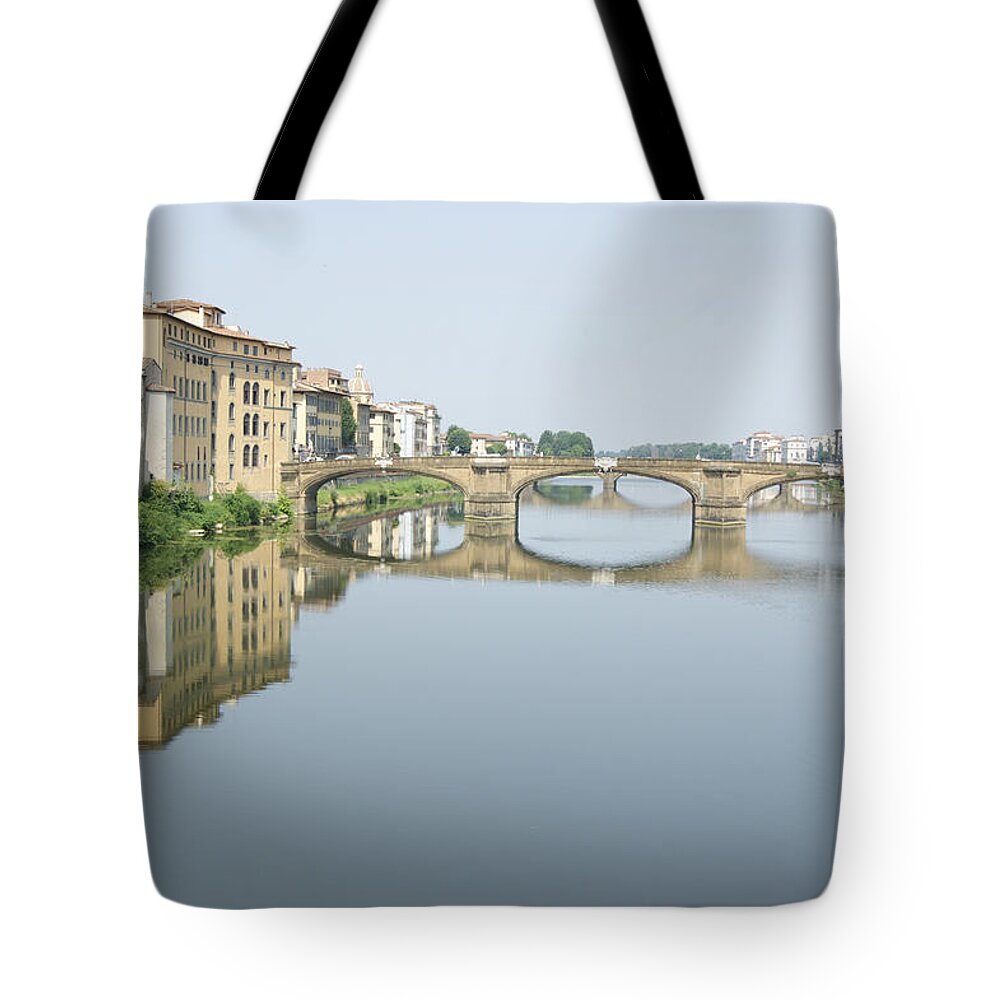 Ponte Santa Trinita Tote Bag featuring the photograph Ponte Santa Trinita on River Arno by David Birchall