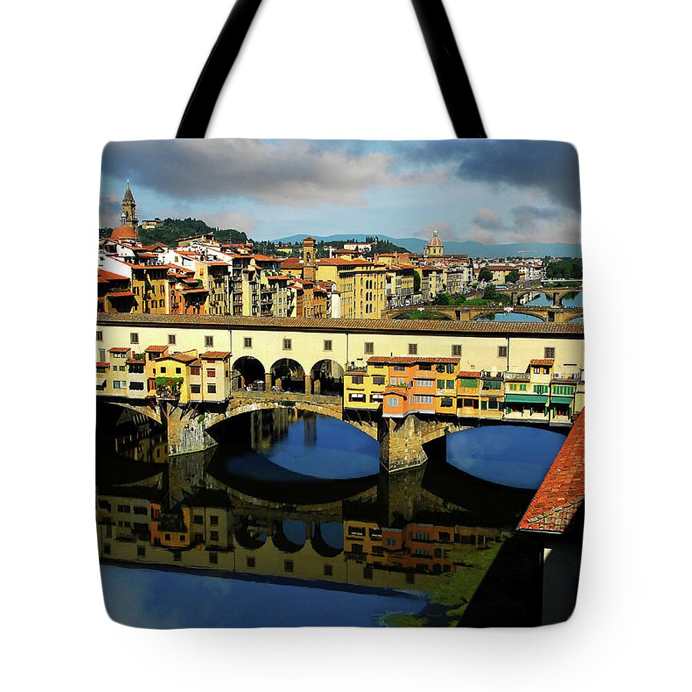 Ponte Vecchio Tote Bag featuring the photograph Ponte Vecchio View by Harry Spitz