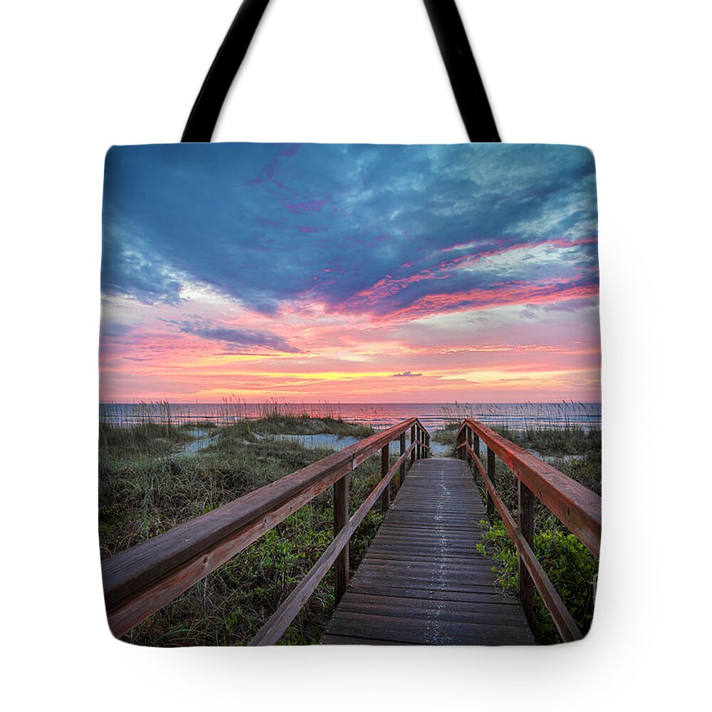 Sunrise Tote Bag featuring the photograph Ponte Verda by Mina Isaac