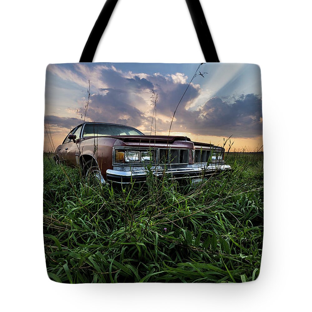 Field Tote Bag featuring the photograph Pontiac sunset by Aaron J Groen