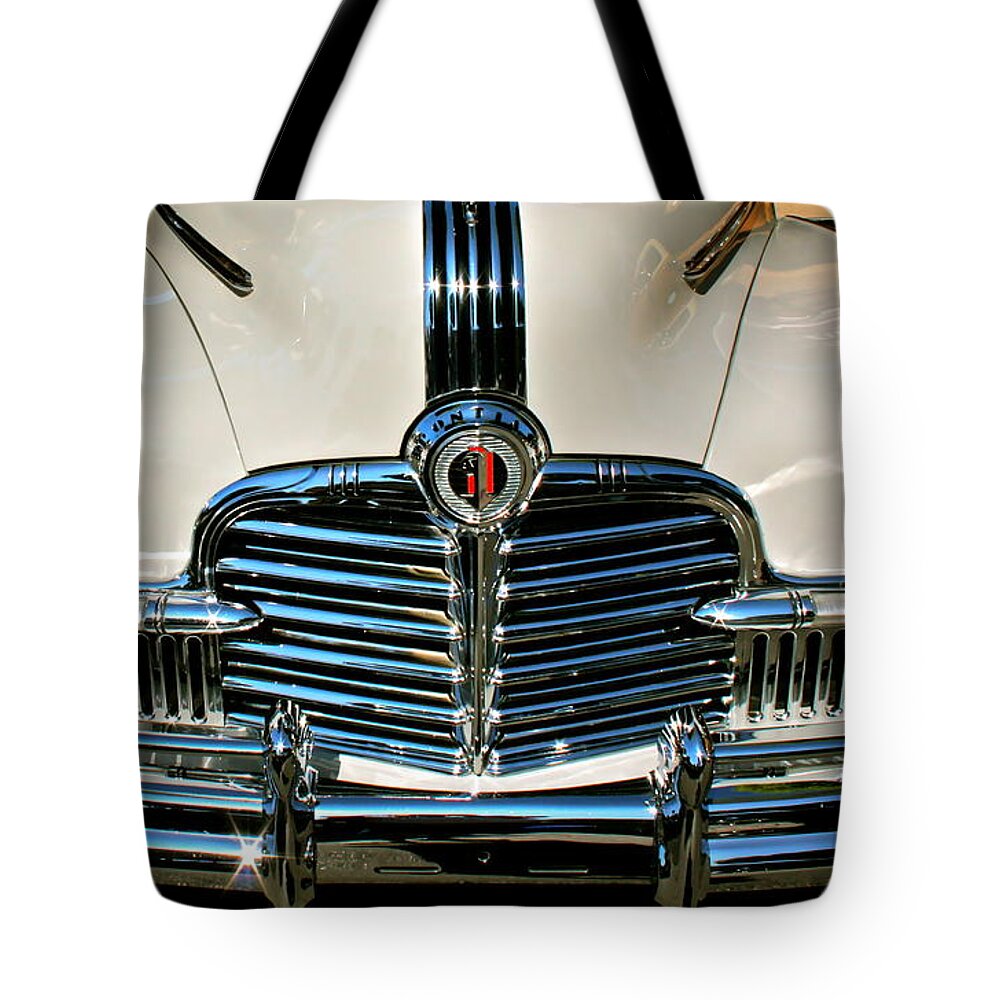 Photograph Of Classic Car Tote Bag featuring the photograph Pontiac Upfront by Gwyn Newcombe