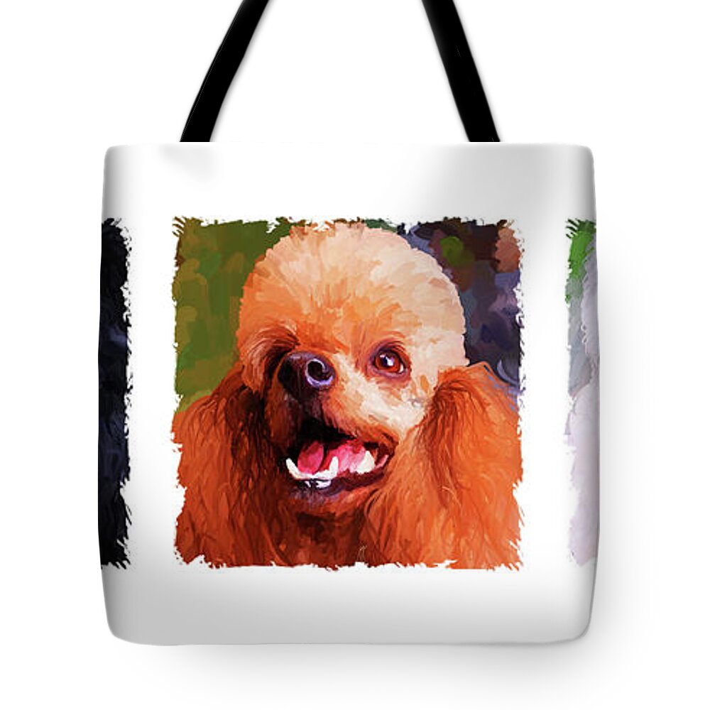 Poodle Tote Bag featuring the painting Poodle Trio by Jai Johnson