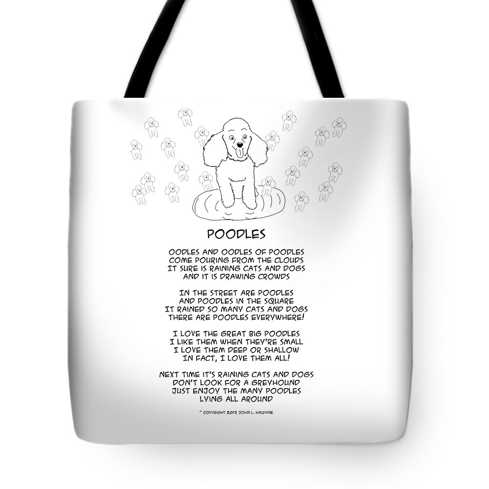 Poodles Tote Bag featuring the drawing Poodles by John Haldane