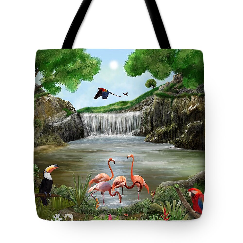 Pool Party Tote Bag featuring the digital art Pool Party by Mark Taylor