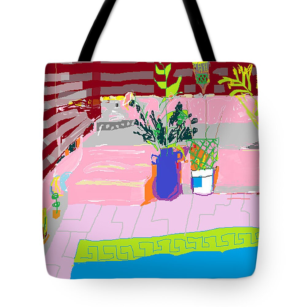 Pools Tote Bag featuring the painting Poolside by Anita Dale Livaditis