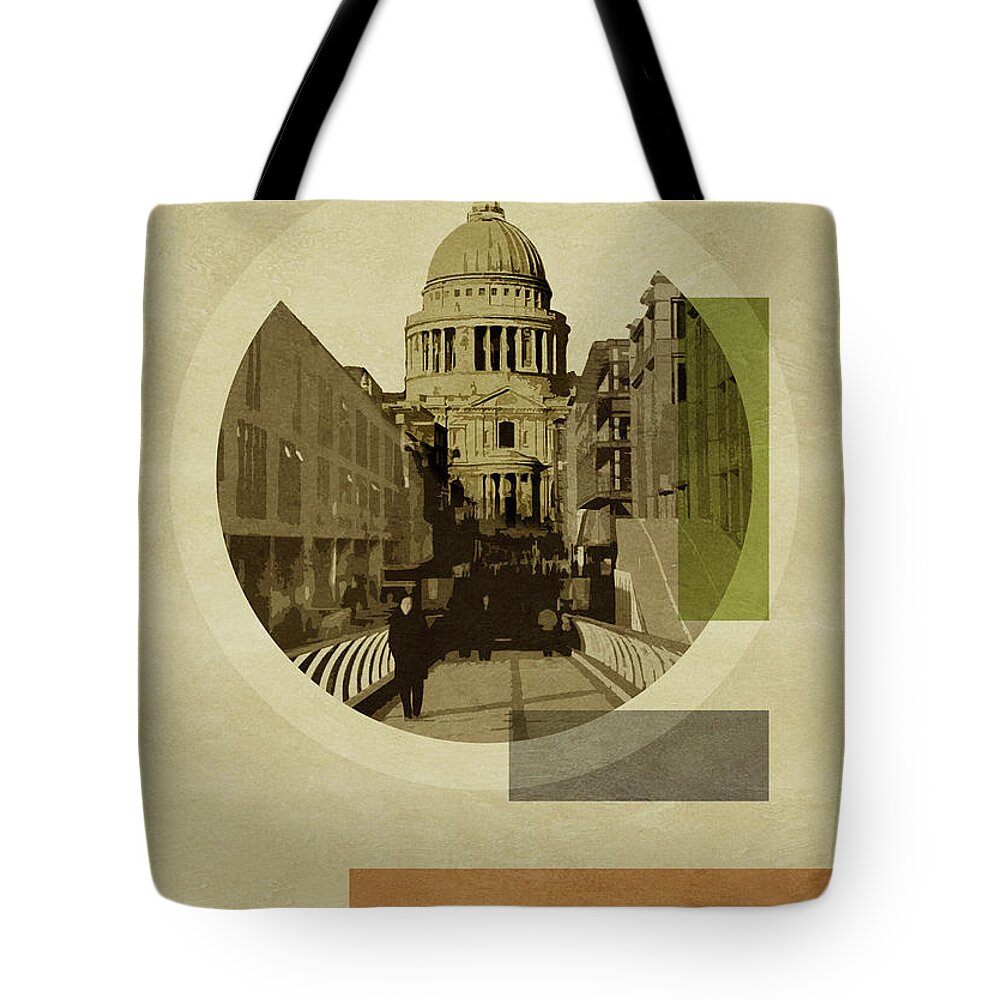 Wheel Tote Bag featuring the painting Pop Art Deco London - Saint Paul's by BFA Prints