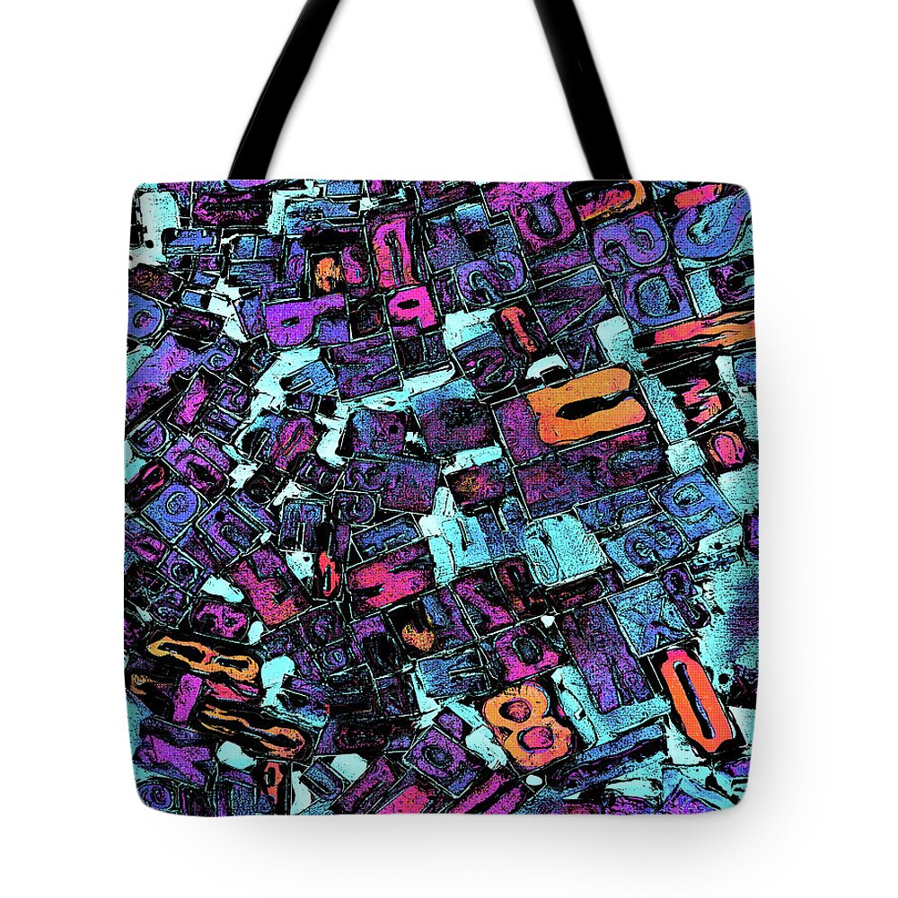 Typeset Tote Bag featuring the digital art Pop Art Typeset by Phil Perkins