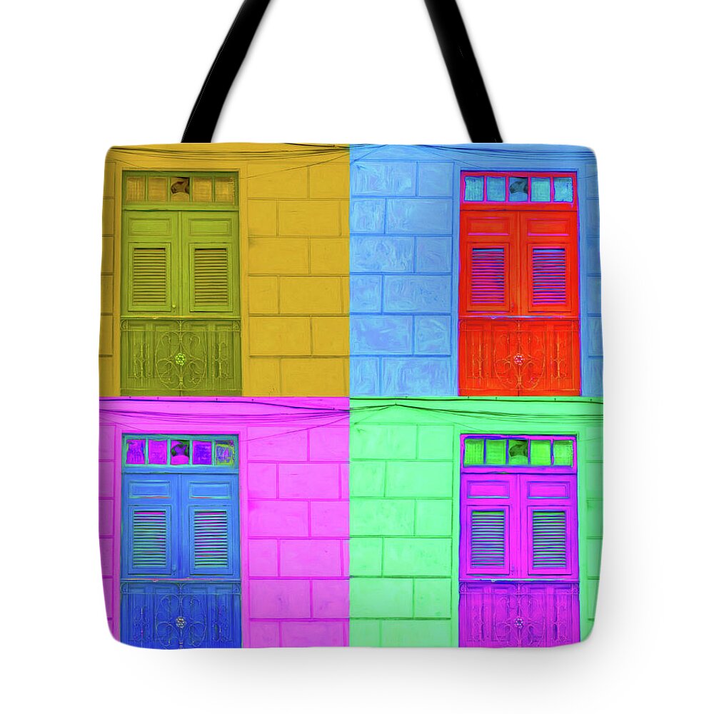 Poppet Tote Bag featuring the digital art Pop Doors by Kandy Hurley