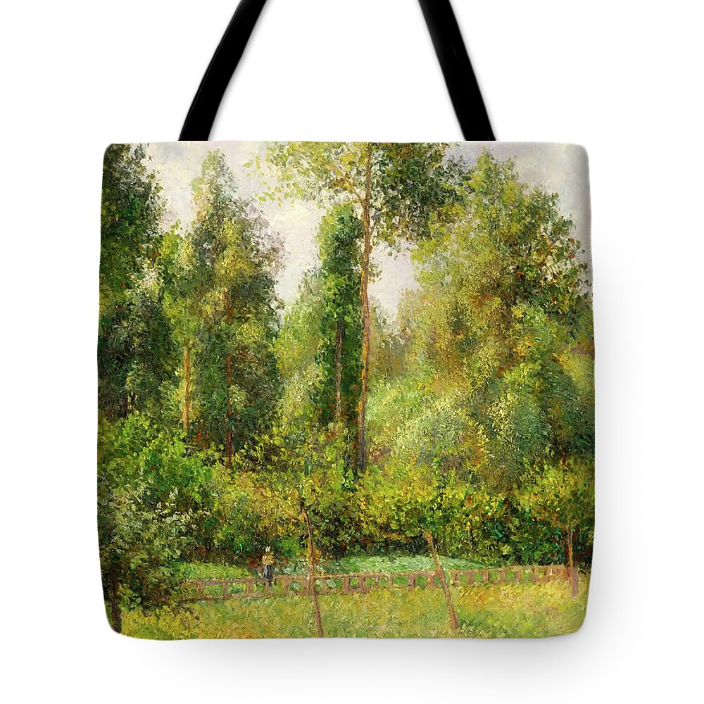Painting Tote Bag featuring the painting Poplars - Eragny by Mountain Dreams