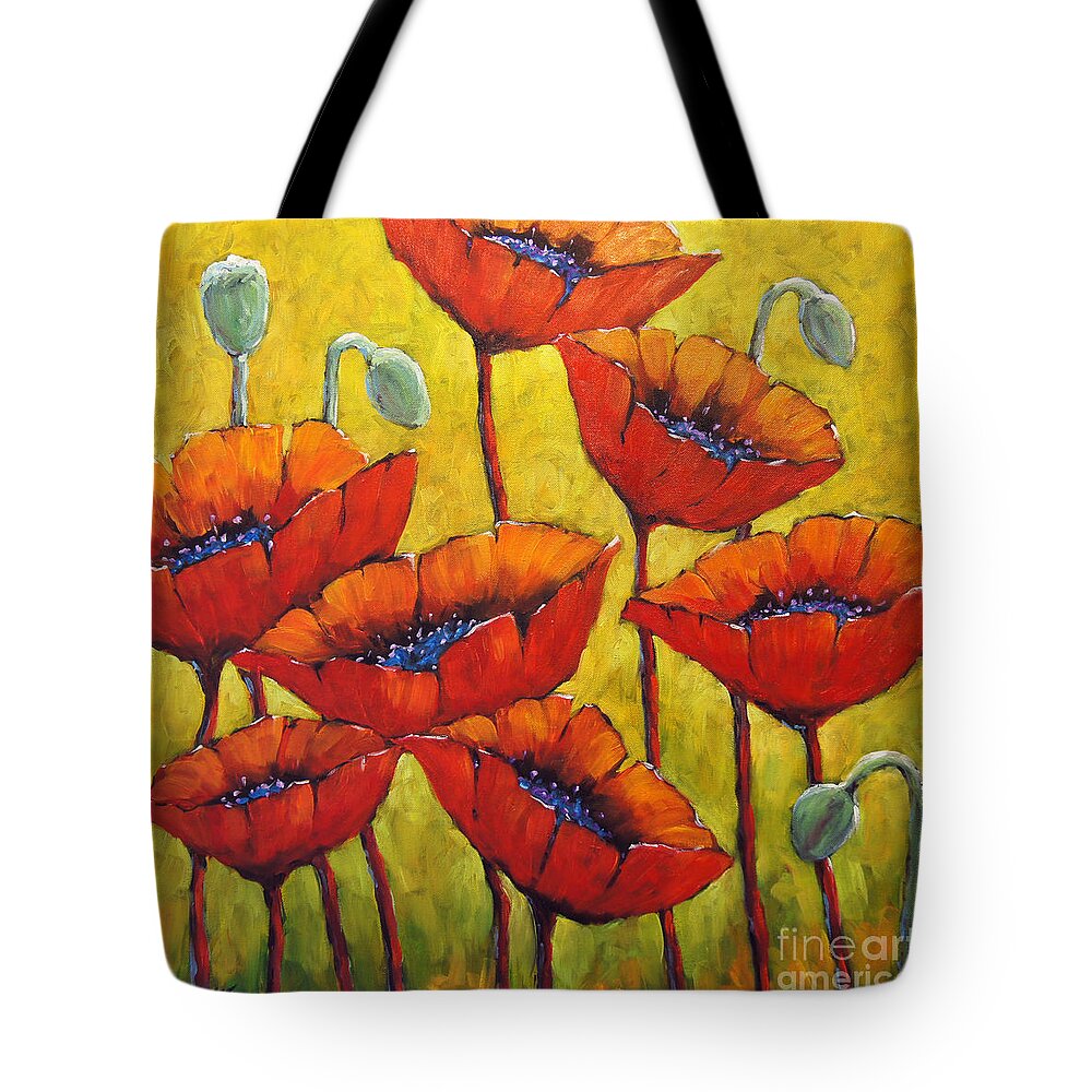 Artist Painter Tote Bag featuring the painting Poppies 01 by Richard T Pranke