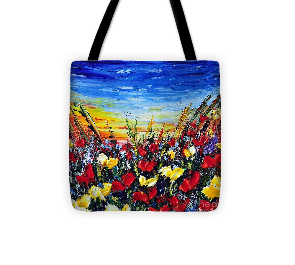 Poppies Tote Bag featuring the painting Poppies 4 by Teresa Wegrzyn