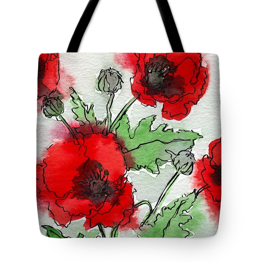 Poppies Tote Bag featuring the painting Watercolor Poppies by Amy Stielstra