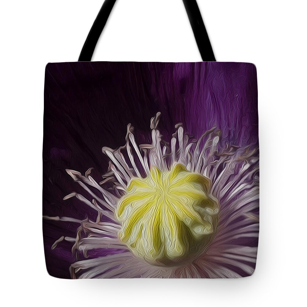 Floral Tote Bag featuring the digital art Poppy heart by Vincent Franco
