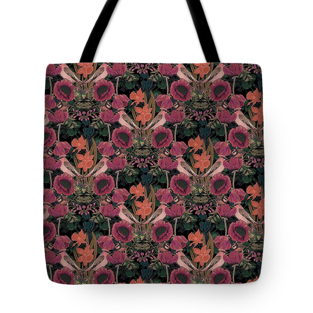 Poppy Tote Bag featuring the digital art Poppy Ogee Rose Pink by Deborah Runham