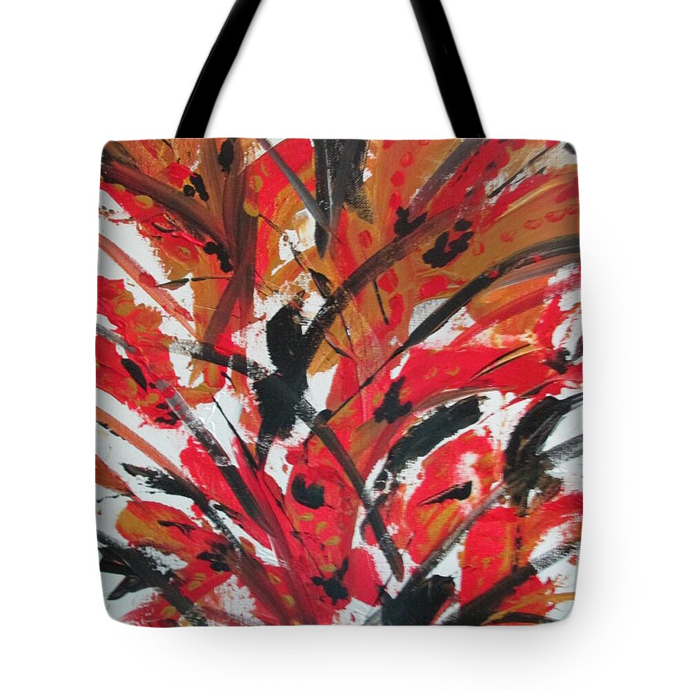 Abstract Tote Bag featuring the painting Poppy Storm by Sharyn Winters