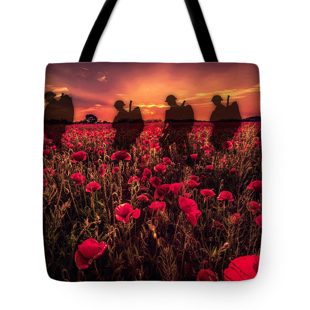 Soldier Tote Bag featuring the digital art Poppy Walk by Airpower Art
