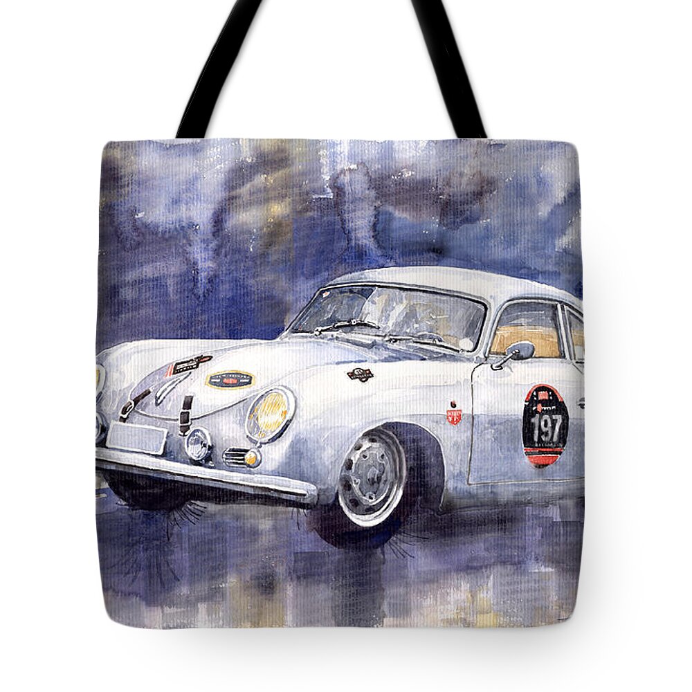 Shevchukart Tote Bag featuring the painting Porsche 356 Coupe by Yuriy Shevchuk