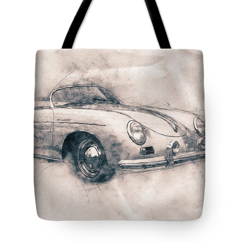 Porsche 356 Tote Bag featuring the mixed media Porsche 356 - Luxury Sports Car - 1948 - Automotive Art - Car Posters by Studio Grafiikka