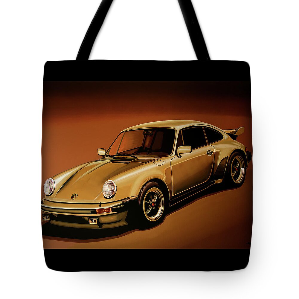 Porsche 911 Tote Bag featuring the painting Porsche 911 Turbo 1976 Painting by Paul Meijering
