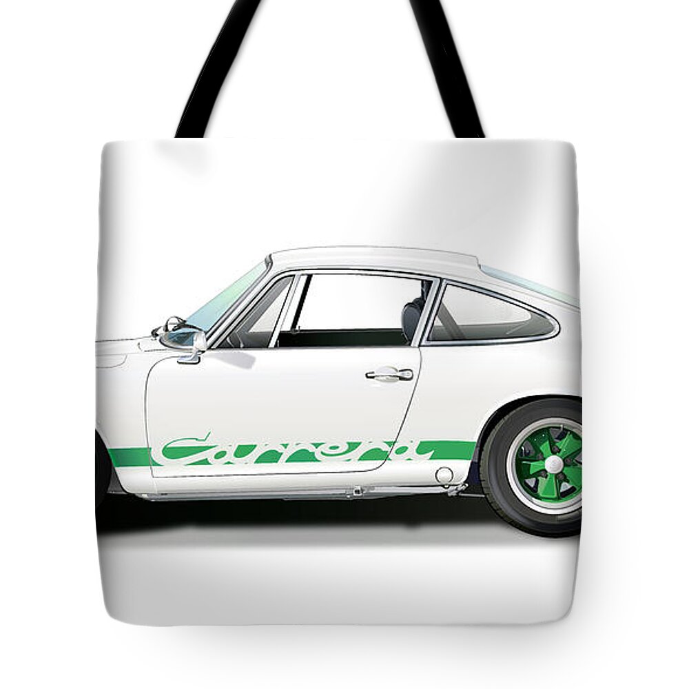Porsche Carrera Rs Illustration Tote Bag featuring the digital art Porsche Carrera Rs Illustration by Alain Jamar