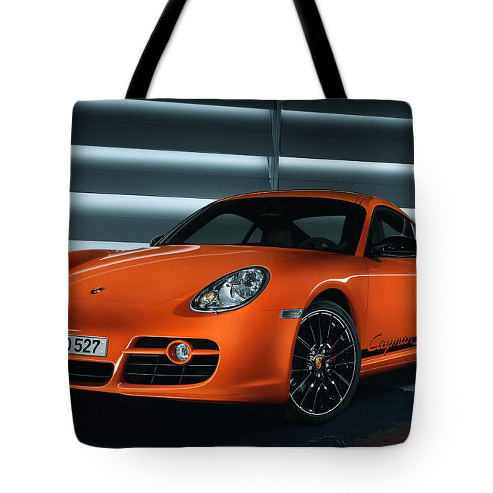 Porsche Cayman S Tote Bag featuring the photograph Porsche Cayman S by Jackie Russo