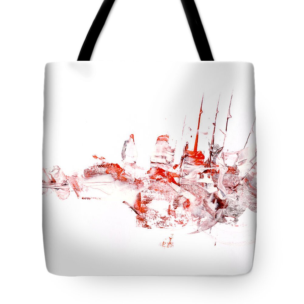 Abstract Tote Bag featuring the painting Port - Mixed Media Abstract Painting by Modern Abstract