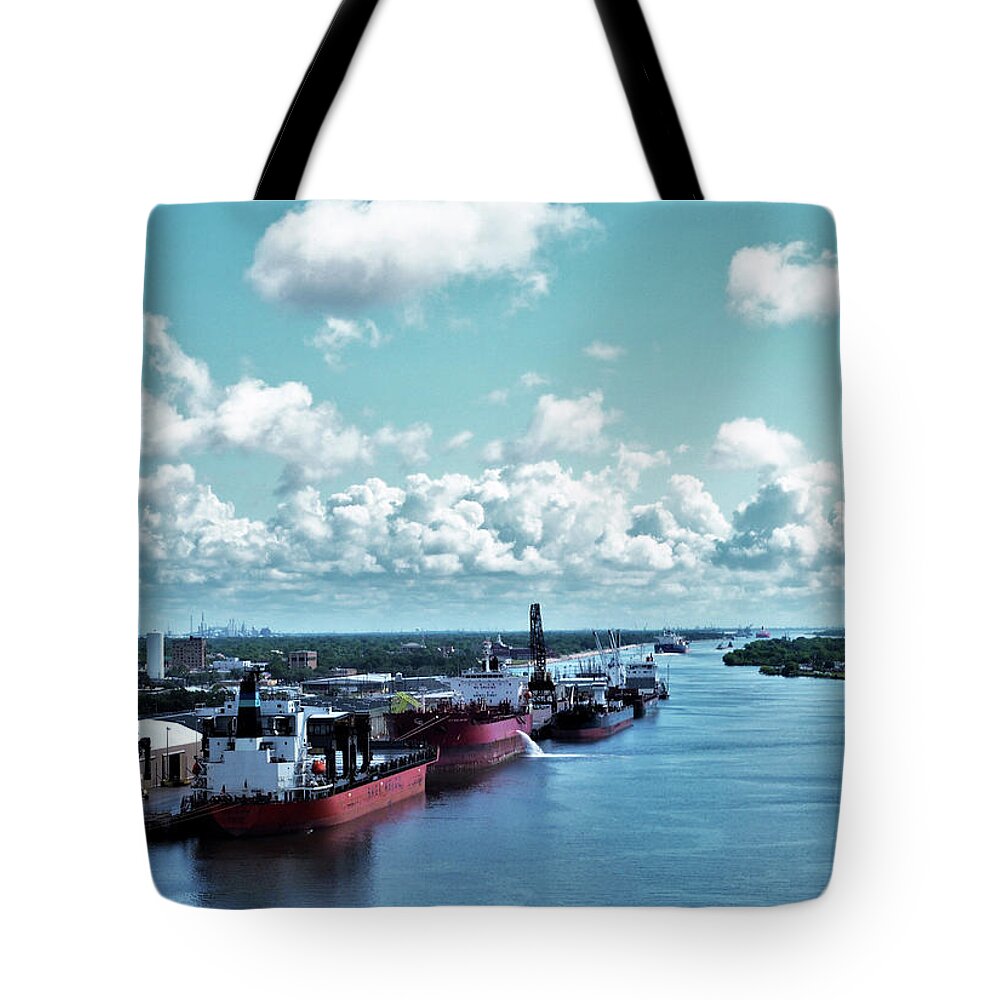 Port Tote Bag featuring the photograph Port of Port Arthur, Tx by Jerry Connally