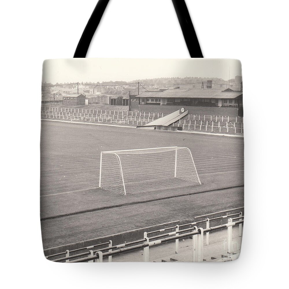  Tote Bag featuring the photograph Port Vale - Vale Park - Lorne Street Stand 1 - BW - September 1968 by Legendary Football Grounds