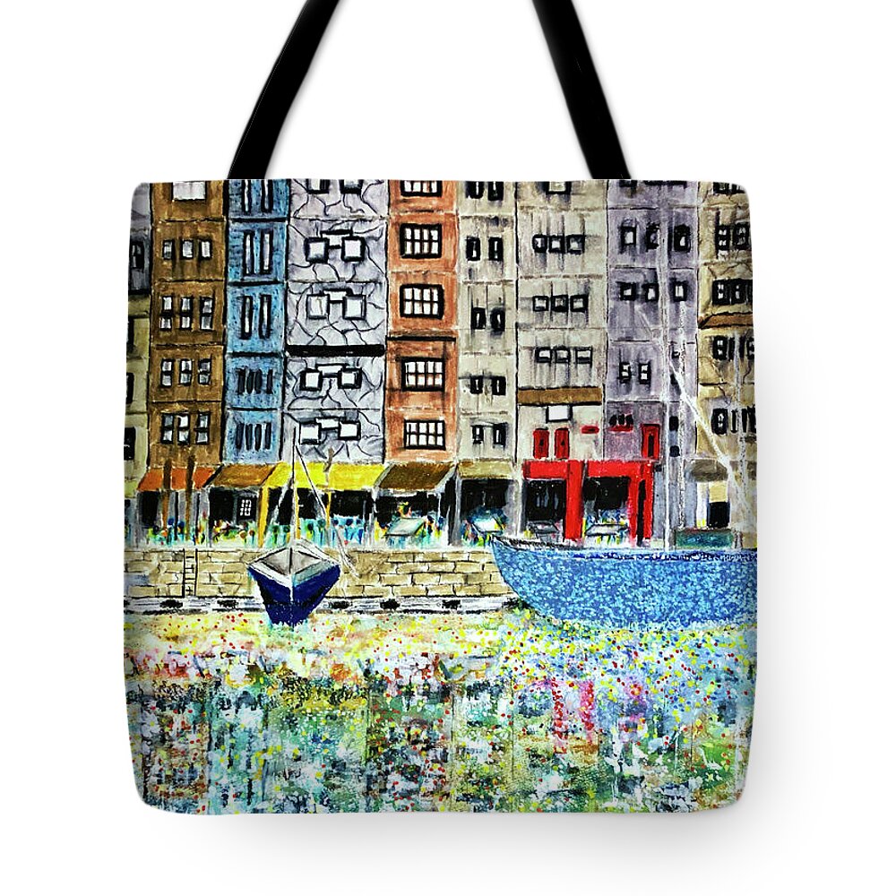 Contemporary Impressionist Tote Bag featuring the painting Porta by Dennis Ellman
