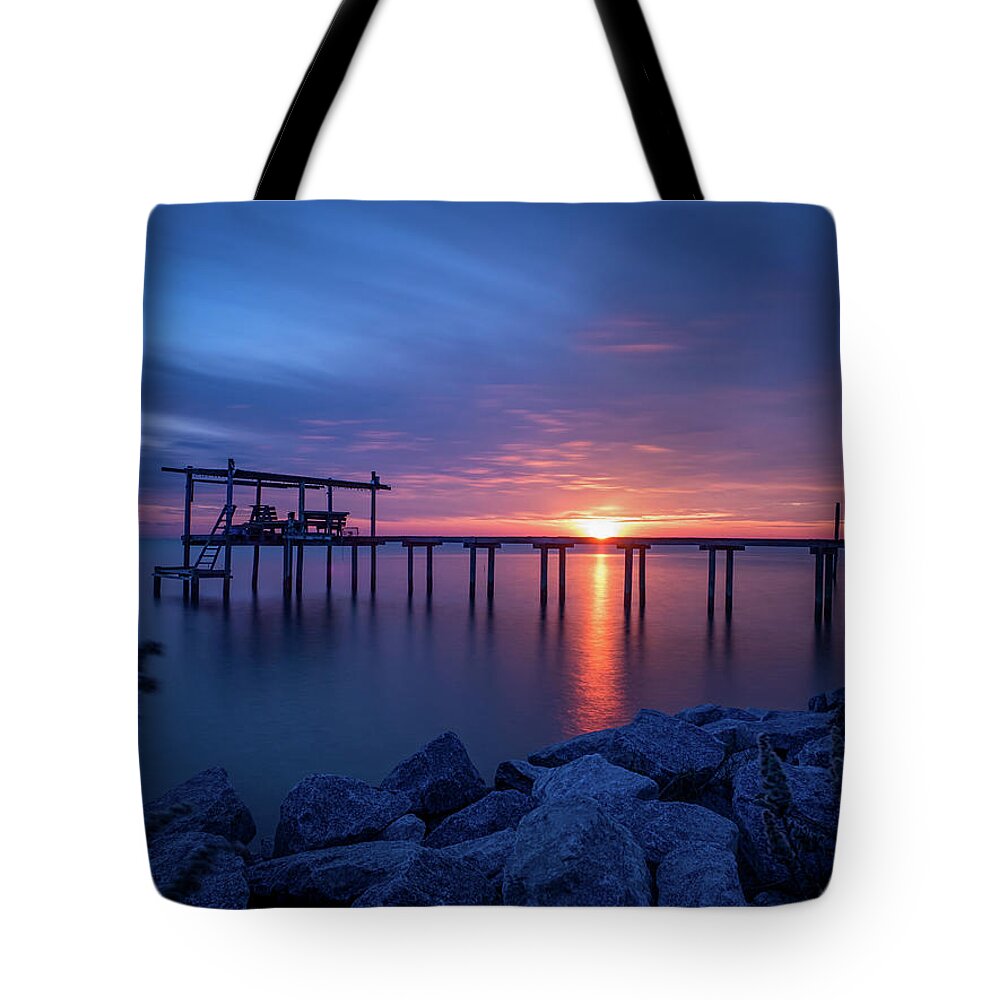 Sunset Tote Bag featuring the photograph Portersville Bay Sunset by Brad Boland